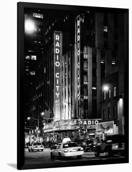 Radio City Music Hall and Yellow Cab by Night, Manhattan, Times Square, NYC, USA-Philippe Hugonnard-Framed Photographic Print