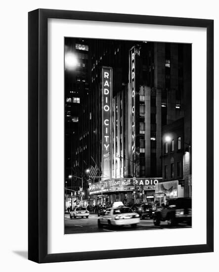 Radio City Music Hall and Yellow Cab by Night, Manhattan, Times Square, NYC, USA-Philippe Hugonnard-Framed Photographic Print