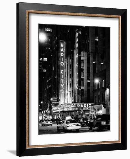 Radio City Music Hall and Yellow Cab by Night, Manhattan, Times Square, NYC, USA-Philippe Hugonnard-Framed Photographic Print