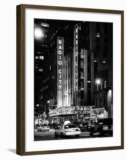 Radio City Music Hall and Yellow Cab by Night, Manhattan, Times Square, NYC, USA-Philippe Hugonnard-Framed Photographic Print