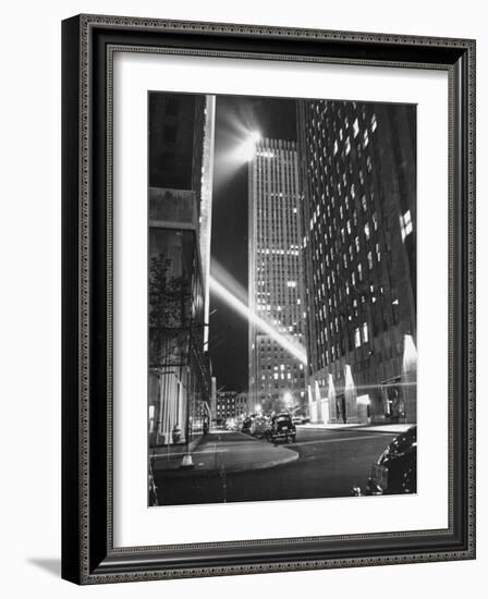 Radio City Shining with Many Bright Lights During the Night-Bernard Hoffman-Framed Photographic Print