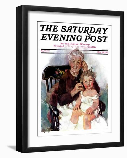 "Radio Days," Saturday Evening Post Cover, February 22, 1930-Ellen Pyle-Framed Giclee Print