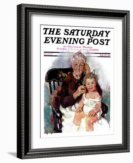 "Radio Days," Saturday Evening Post Cover, February 22, 1930-Ellen Pyle-Framed Giclee Print