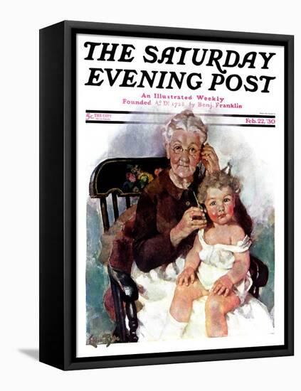 "Radio Days," Saturday Evening Post Cover, February 22, 1930-Ellen Pyle-Framed Premier Image Canvas