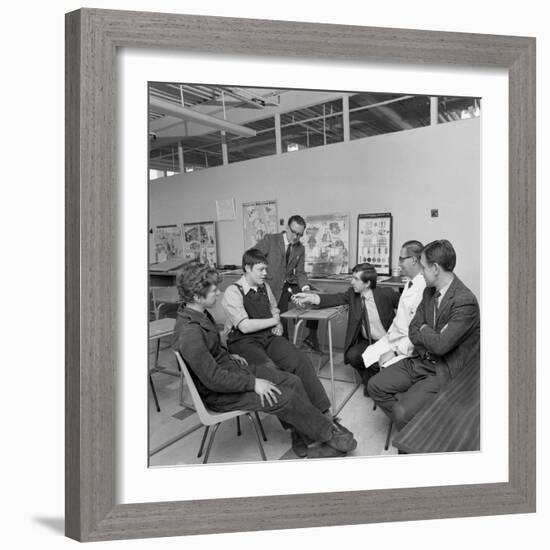 Radio Interview of Schoolboys on a Factory Visit, Stanley Tools, Sheffield, South Yorkshire, 1968-Michael Walters-Framed Photographic Print