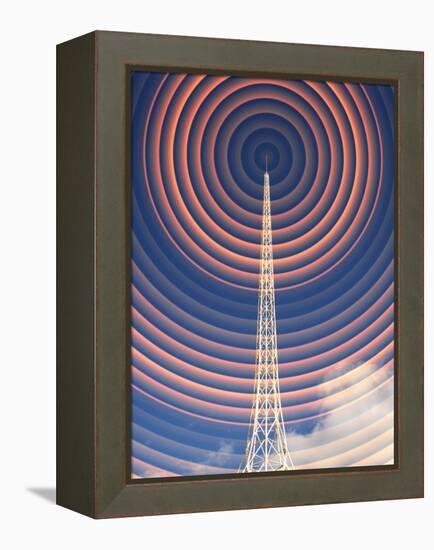 Radio Mast with Radio Waves-Mehau Kulyk-Framed Premier Image Canvas