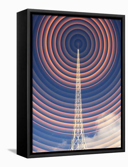 Radio Mast with Radio Waves-Mehau Kulyk-Framed Premier Image Canvas