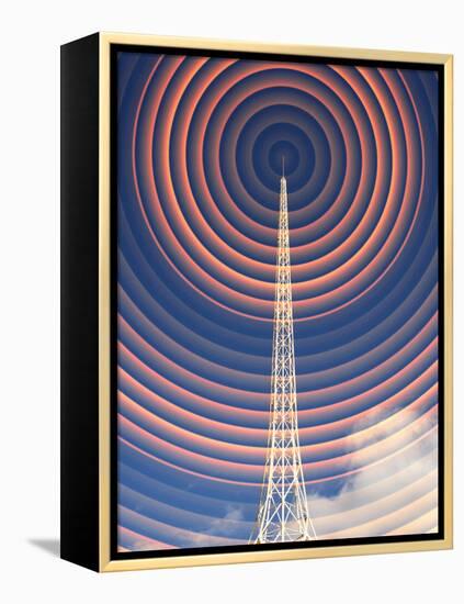 Radio Mast with Radio Waves-Mehau Kulyk-Framed Premier Image Canvas