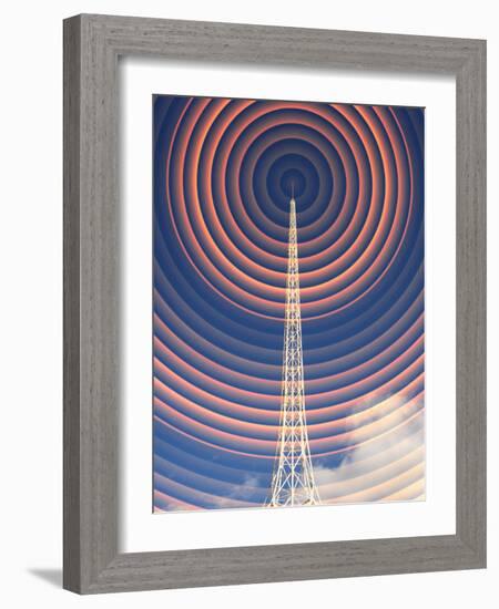 Radio Mast with Radio Waves-Mehau Kulyk-Framed Photographic Print