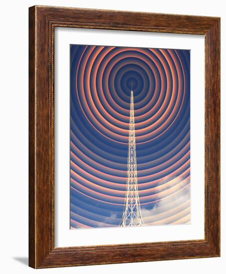 Radio Mast with Radio Waves-Mehau Kulyk-Framed Photographic Print