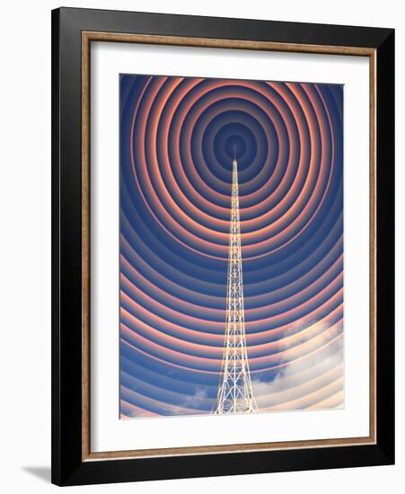 Radio Mast with Radio Waves-Mehau Kulyk-Framed Photographic Print