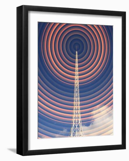 Radio Mast with Radio Waves-Mehau Kulyk-Framed Photographic Print