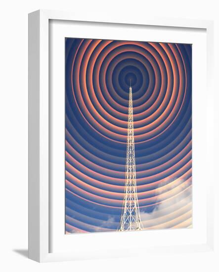 Radio Mast with Radio Waves-Mehau Kulyk-Framed Photographic Print