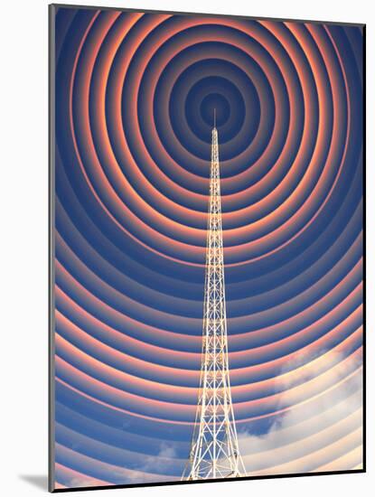 Radio Mast with Radio Waves-Mehau Kulyk-Mounted Photographic Print