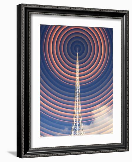 Radio Mast with Radio Waves-Mehau Kulyk-Framed Photographic Print