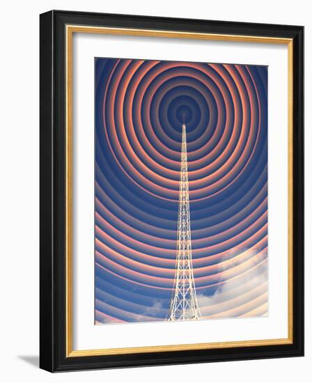 Radio Mast with Radio Waves-Mehau Kulyk-Framed Photographic Print