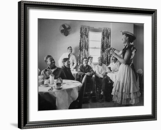 Radio Singer and Comedian, Minnie Pearl Performing for Hospital Patients While on Tour-Yale Joel-Framed Premium Photographic Print