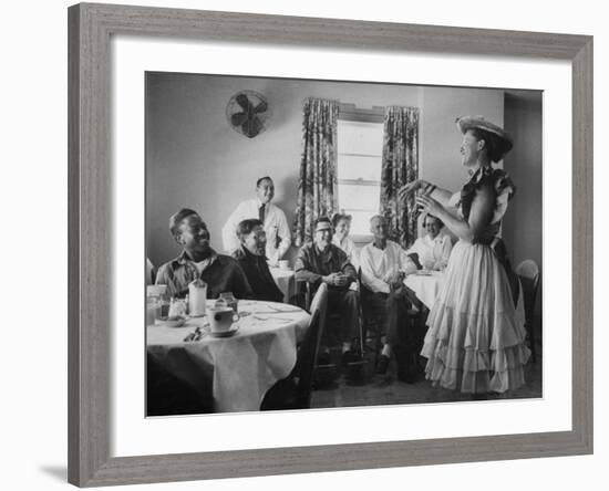 Radio Singer and Comedian, Minnie Pearl Performing for Hospital Patients While on Tour-Yale Joel-Framed Premium Photographic Print