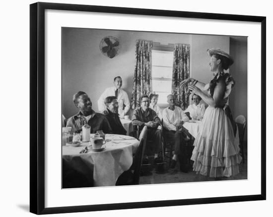 Radio Singer and Comedian, Minnie Pearl Performing for Hospital Patients While on Tour-Yale Joel-Framed Premium Photographic Print