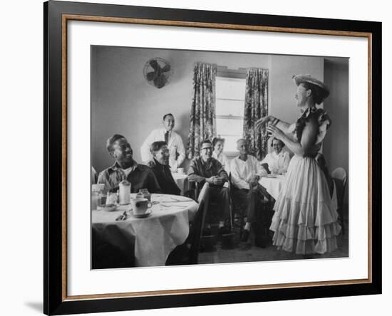 Radio Singer and Comedian, Minnie Pearl Performing for Hospital Patients While on Tour-Yale Joel-Framed Premium Photographic Print