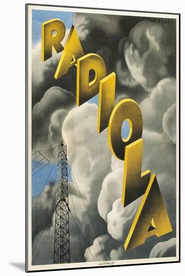 Radiola, Clouds and Tower Poster-null-Mounted Giclee Print