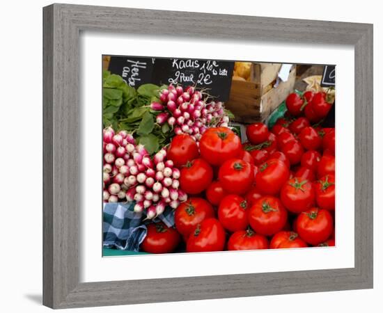 Radishes and Tomatoes on a Market Stall, France, Europe-Richardson Peter-Framed Photographic Print