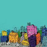 City Illustration-radoma-Mounted Art Print