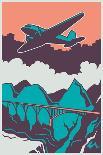 Retro Poster with Airplane. Vector Illustration.-Radoman Durkovic-Art Print