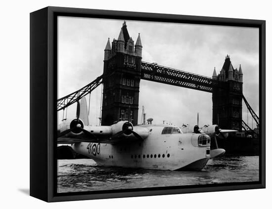 Raf Suderland Flying-Boat Moored Next to Tower Bridge, Thames River, September 1950-null-Framed Premier Image Canvas