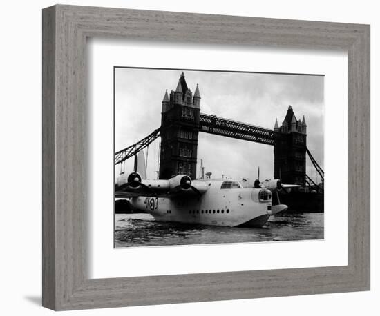 Raf Suderland Flying-Boat Moored Next to Tower Bridge, Thames River, September 1950-null-Framed Photographic Print