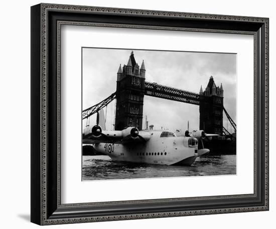 Raf Suderland Flying-Boat Moored Next to Tower Bridge, Thames River, September 1950-null-Framed Photographic Print