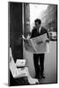 Raf Vallone Reading the Newspaper Corriere Della Sera in the Street-null-Mounted Photographic Print