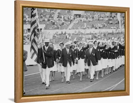 Rafer Johnson Leading USA Athletes During the Opening Day. 1960 Olympics. Rome, Italy-Mark Kauffman-Framed Premier Image Canvas