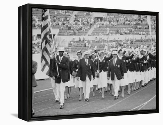 Rafer Johnson Leading USA Athletes During the Opening Day. 1960 Olympics. Rome, Italy-Mark Kauffman-Framed Premier Image Canvas