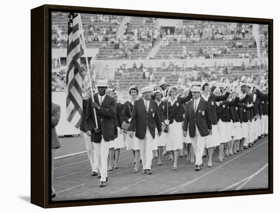 Rafer Johnson Leading USA Athletes During the Opening Day. 1960 Olympics. Rome, Italy-Mark Kauffman-Framed Premier Image Canvas