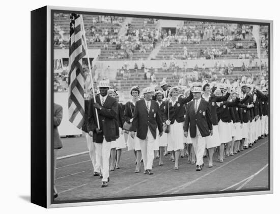 Rafer Johnson Leading USA Athletes During the Opening Day. 1960 Olympics. Rome, Italy-Mark Kauffman-Framed Premier Image Canvas