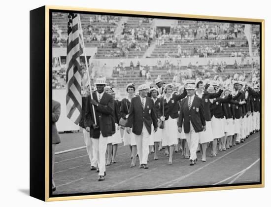 Rafer Johnson Leading USA Athletes During the Opening Day. 1960 Olympics. Rome, Italy-Mark Kauffman-Framed Premier Image Canvas