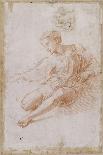 Etude pour la Madone d'Albe. Homme assis vêtu d'une chemise, jambes nues-Raffaello Sanzio-Giclee Print