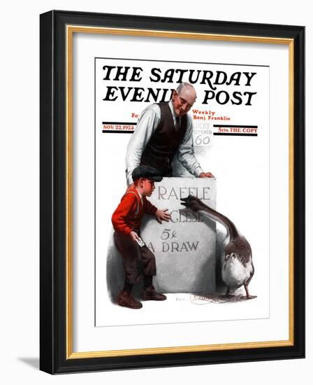 "Raffle Prize," Saturday Evening Post Cover, November 22, 1924-Charles A. MacLellan-Framed Giclee Print