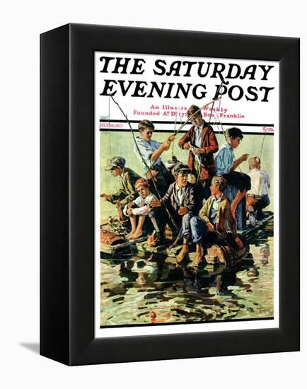 "Raft Fishing," Saturday Evening Post Cover, July 30, 1927-Eugene Iverd-Framed Premier Image Canvas