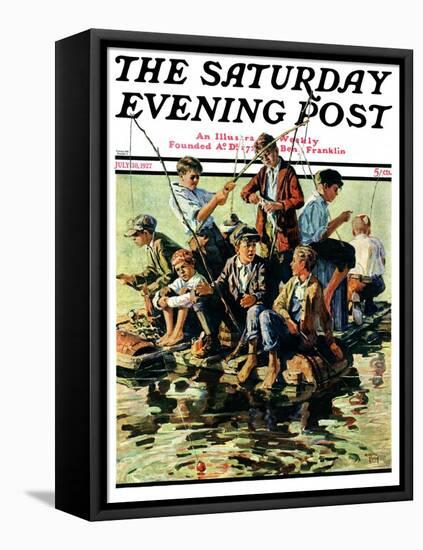 "Raft Fishing," Saturday Evening Post Cover, July 30, 1927-Eugene Iverd-Framed Premier Image Canvas