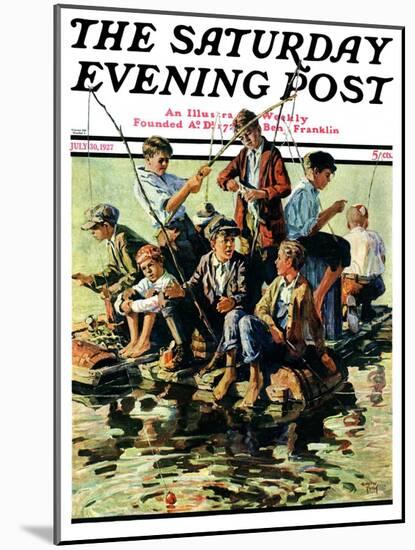 "Raft Fishing," Saturday Evening Post Cover, July 30, 1927-Eugene Iverd-Mounted Giclee Print