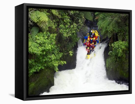 Raft in Tutea's Falls, Okere River, New Zealand-David Wall-Framed Premier Image Canvas