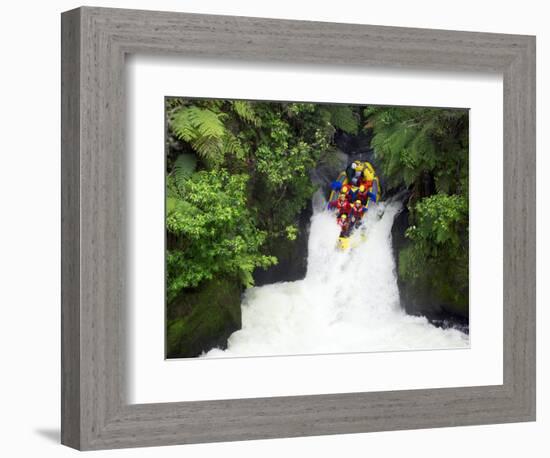 Raft in Tutea's Falls, Okere River, New Zealand-David Wall-Framed Photographic Print