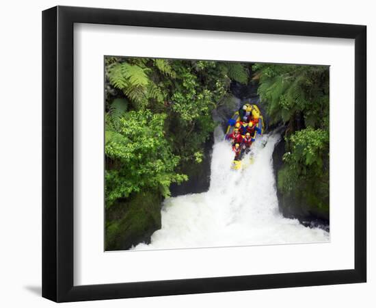 Raft in Tutea's Falls, Okere River, New Zealand-David Wall-Framed Photographic Print