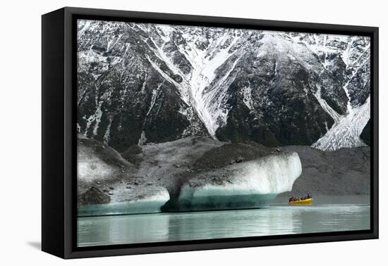 Raft on the Tasman Glacier Terminal Lake, South Island, New Zealand-David Noyes-Framed Premier Image Canvas