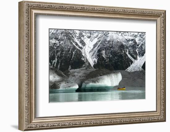 Raft on the Tasman Glacier Terminal Lake, South Island, New Zealand-David Noyes-Framed Photographic Print