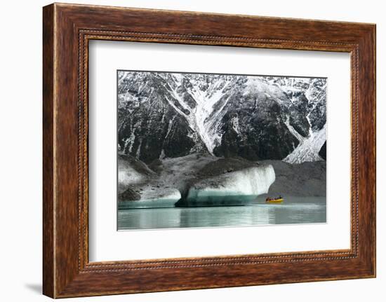 Raft on the Tasman Glacier Terminal Lake, South Island, New Zealand-David Noyes-Framed Photographic Print