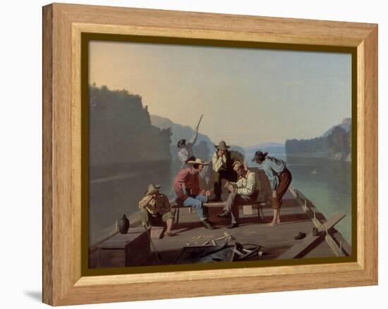 Raftsmen Playing Cards, 1847-George Caleb Bingham-Framed Premier Image Canvas