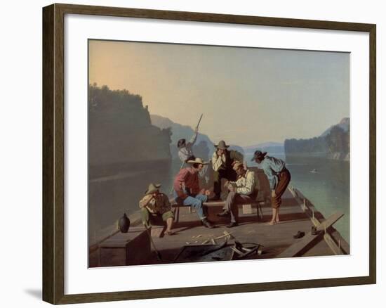 Raftsmen Playing Cards, 1847-George Caleb Bingham-Framed Giclee Print